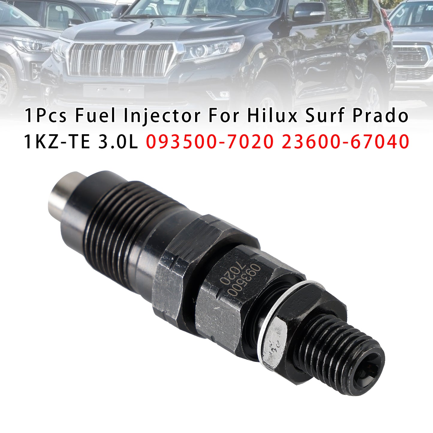 Hilux Surf Prado 1KZ-TE 3.0L 093500-7020 23600-67040 1Pcs Fuel Injector