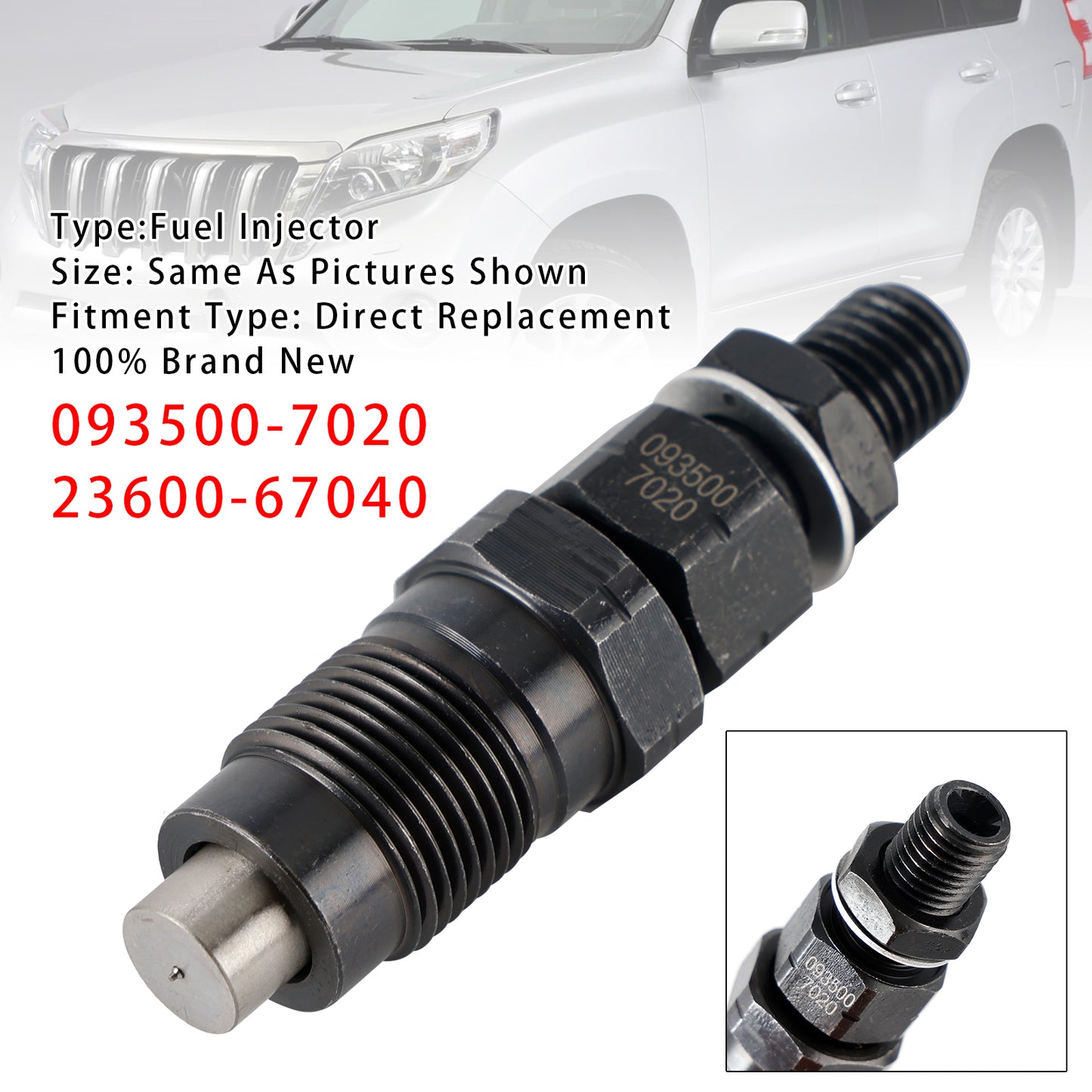 Hilux Surf Prado 1KZ-TE 3.0L 093500-7020 23600-67040 1Pcs Fuel Injector
