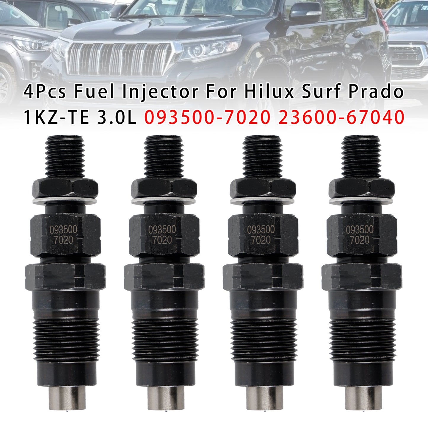 Hilux Surf Prado 1KZ-TE 3.0L 093500-7020 23600-67040 1Pcs Fuel Injector