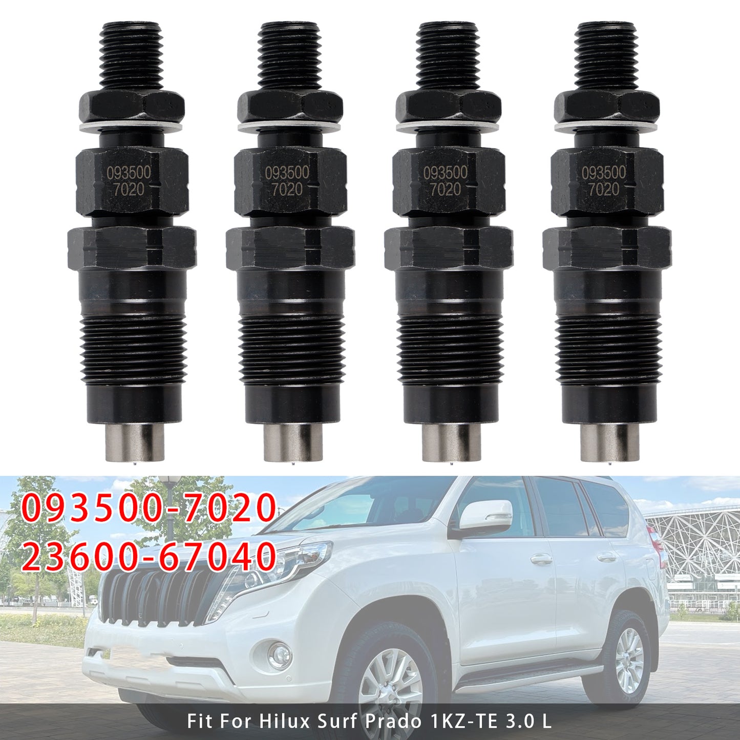 Hilux Surf Prado 1KZ-TE 3.0L 093500-7020 23600-67040 1Pcs Fuel Injector