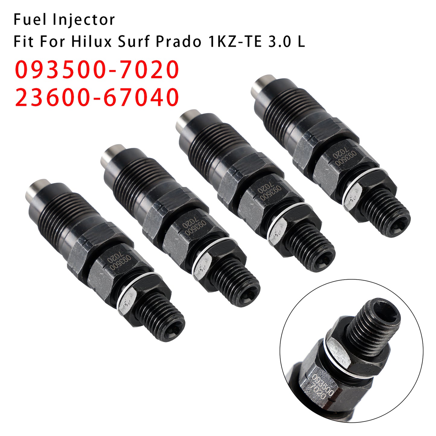 Hilux Surf Prado 1KZ-TE 3.0L 093500-7020 23600-67040 1Pcs Fuel Injector