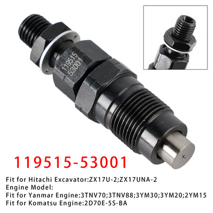 Komatsu Engine:2D70E-5S-BA 119515-53001 1Pcs Fuel Injector