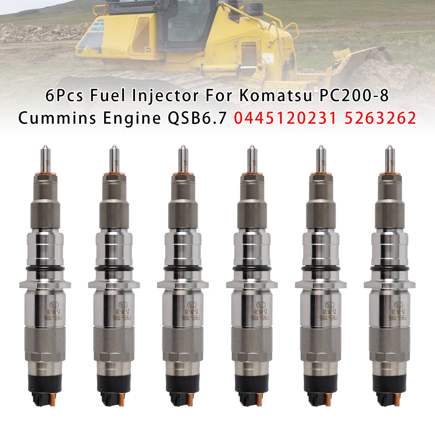 Komatsu Excavator: PW180-7E0 PW200-7E0 PW220-7E0 PC200-8 PC220LC-8 PC220LL-8 PC270LC-8 0445120059 1Pcs Fuel Injector
