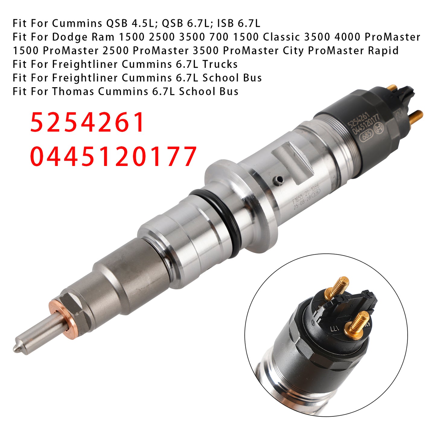 Freightliner Cummins 6.7L School Bus 0445120177 1Pcs Fuel Injector
