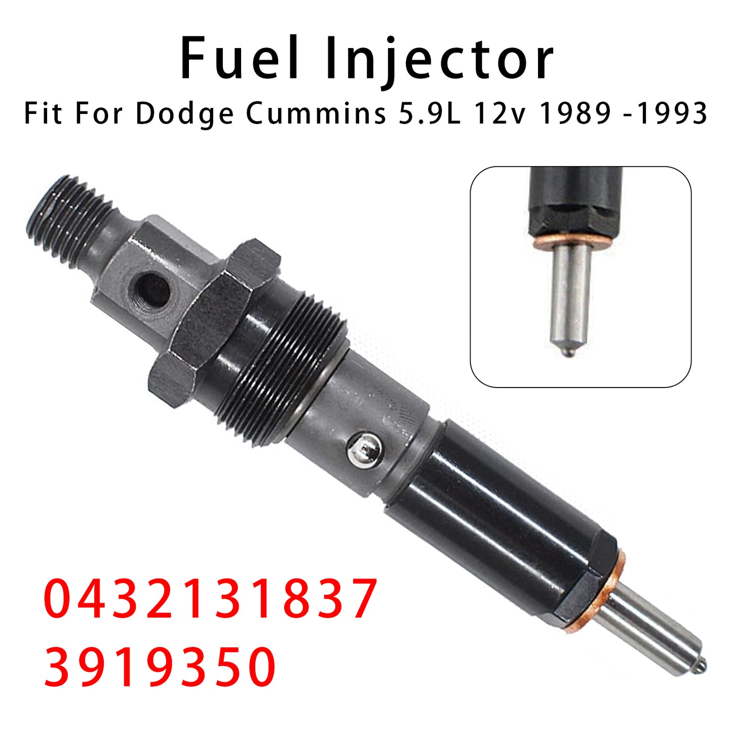 Dodge D250 D350 Cummins 89-93 5.9L 12V 0432131837 3919350 1Pcs Fuel Injector