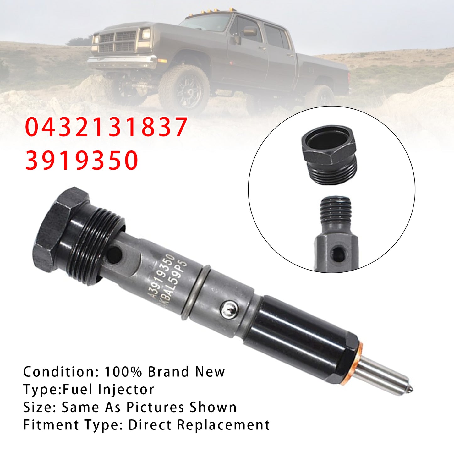Dodge D250 D350 Cummins 89-93 5.9L 12V 0432131837 3919350 1Pcs Fuel Injector