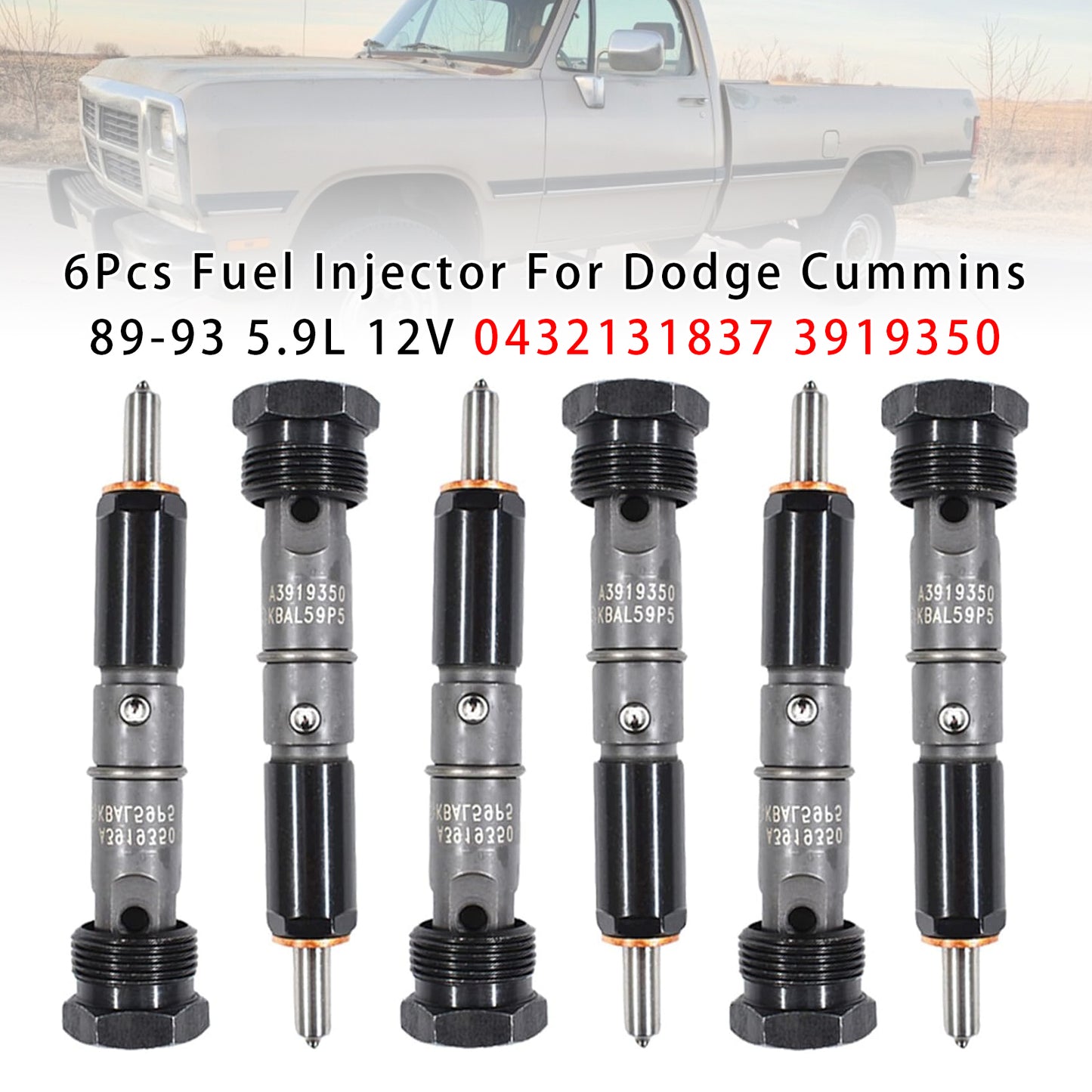 Dodge D250 D350 Cummins 89-93 5.9L 12V 0432131837 3919350 1Pcs Fuel Injector