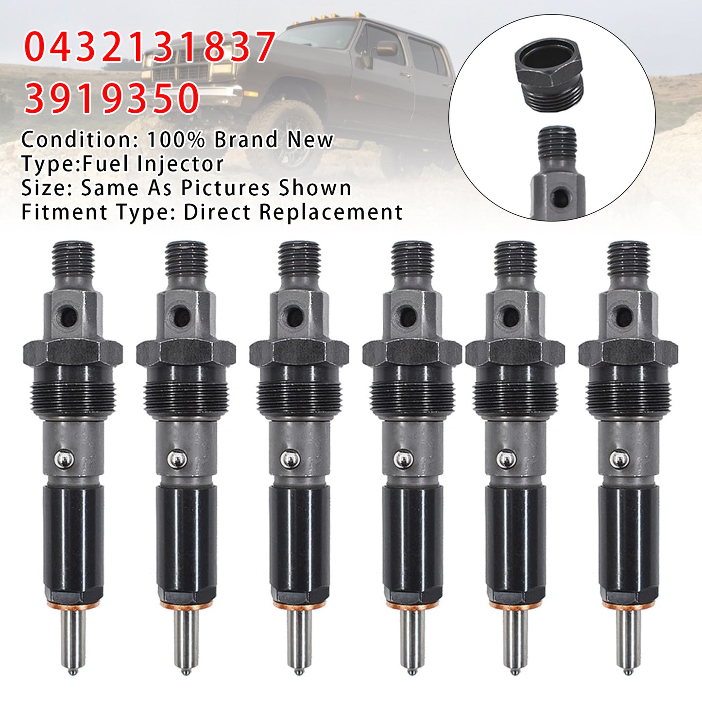 Dodge D250 D350 Cummins 89-93 5.9L 12V 0432131837 3919350 1Pcs Fuel Injector