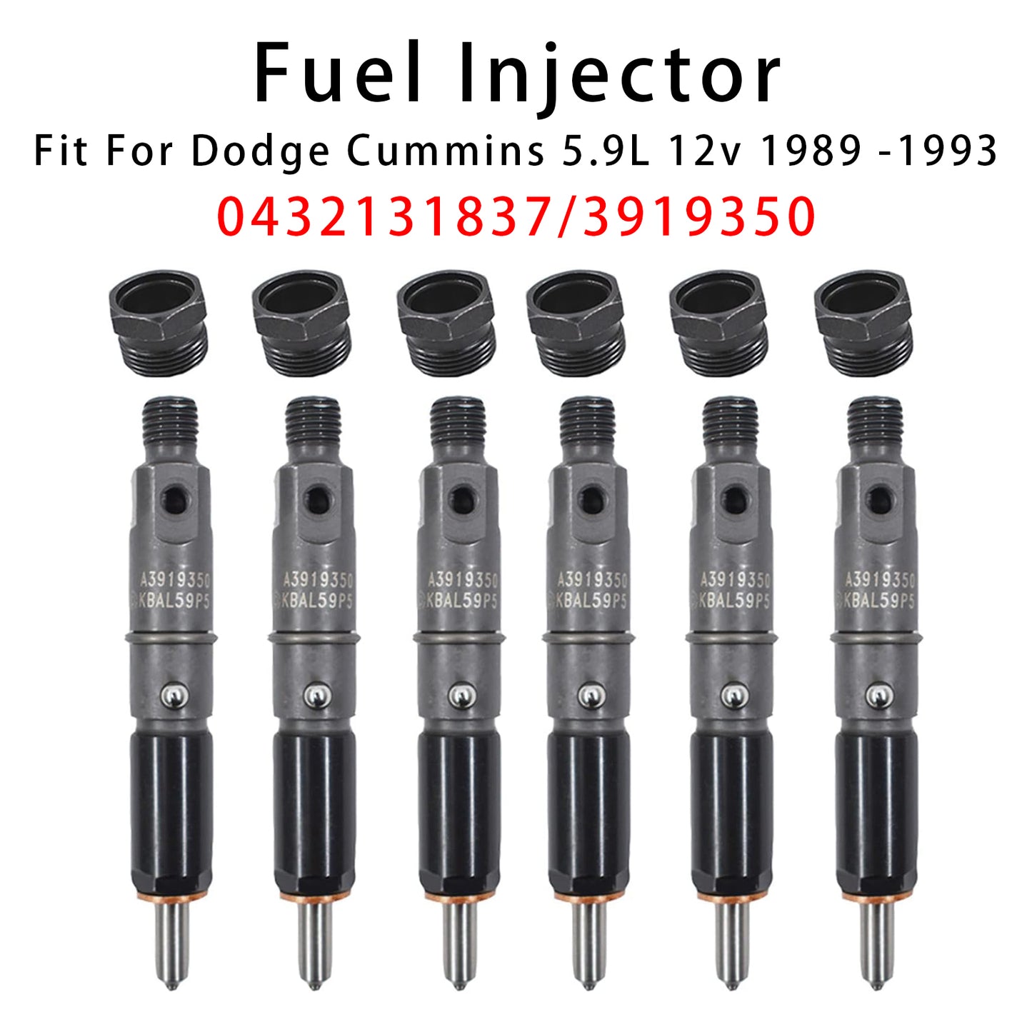 Dodge D250 D350 Cummins 89-93 5.9L 12V 0432131837 3919350 1Pcs Fuel Injector
