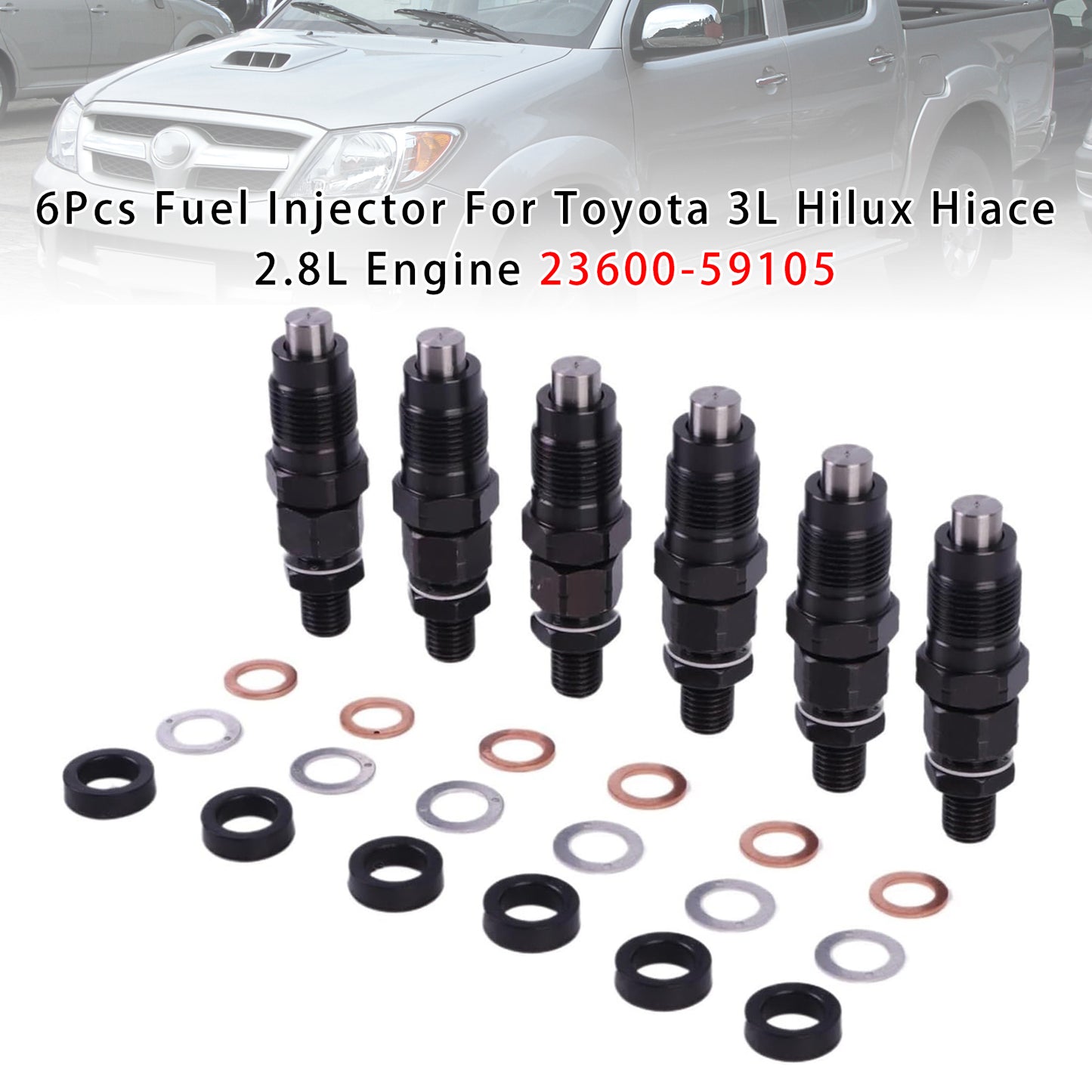 Toyota 3L Hilux HiAce 2.8L Engine 23600-59105 1Pcs Fuel Injector