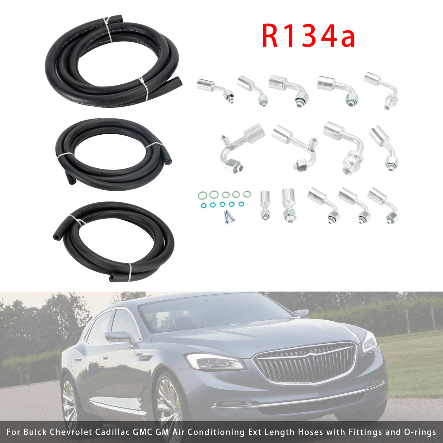 Buick Chevrolet Cadillac GMC GM Air Conditioning Ext Length Hoses R134a AC Hose Kit