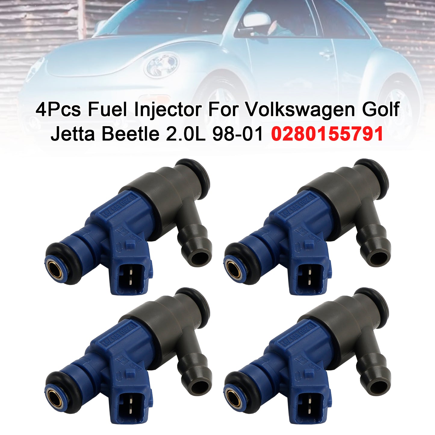 1999-2001 Volkswagen Golf 2.0L I4 0280155791 4Pcs Fuel Injector