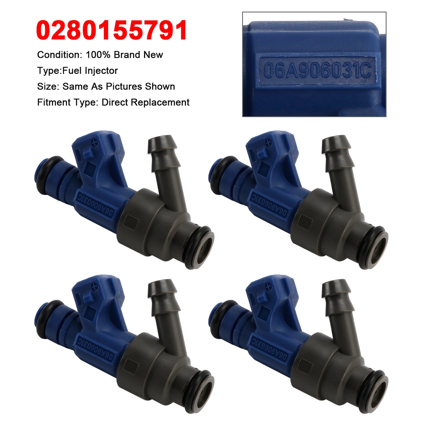 1999-2001 Volkswagen Golf 2.0L I4 0280155791 4Pcs Fuel Injector