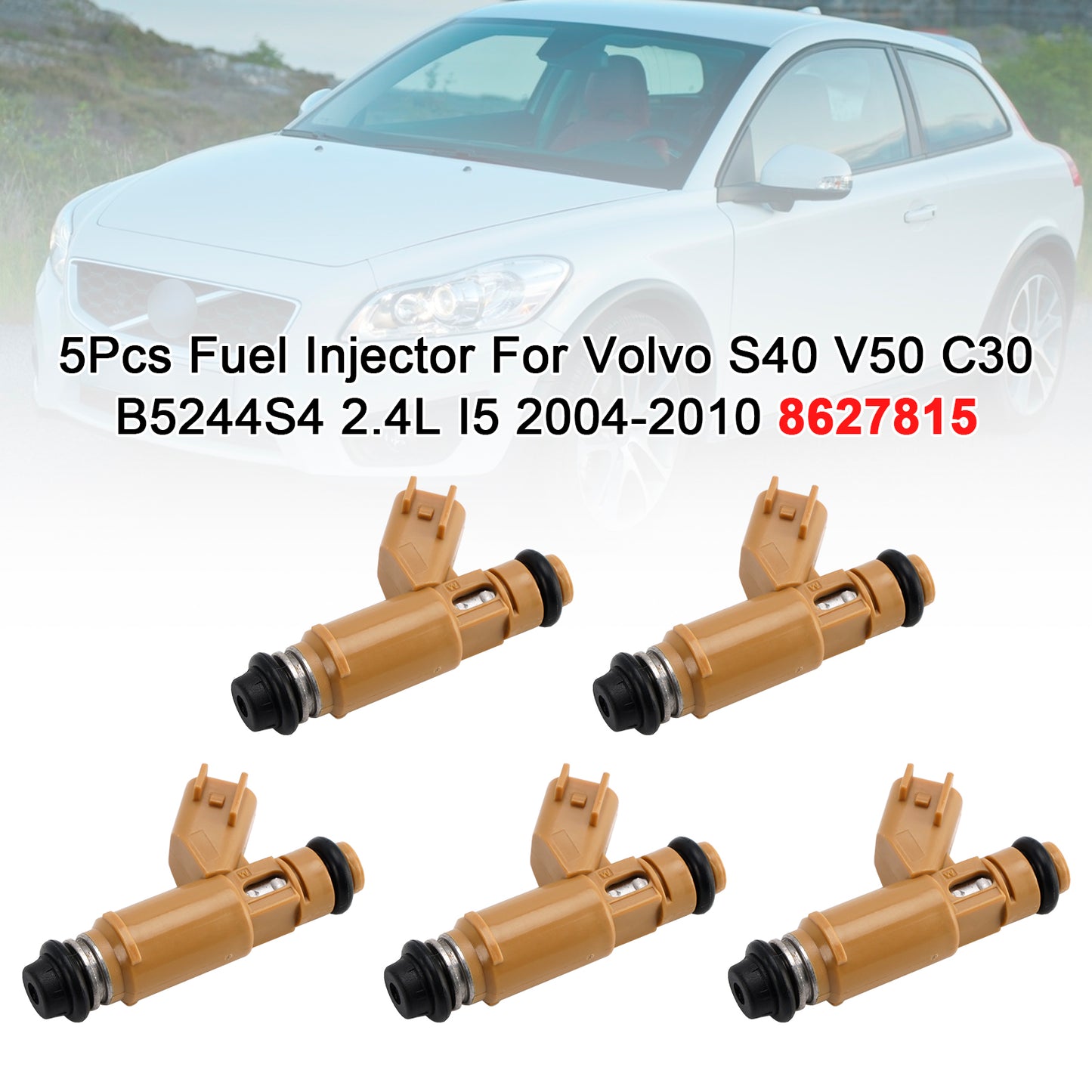 2004-2010 Volvo S40 V50 C30 B5244S4 2.4L I5 8627815 5Pcs Fuel Injector