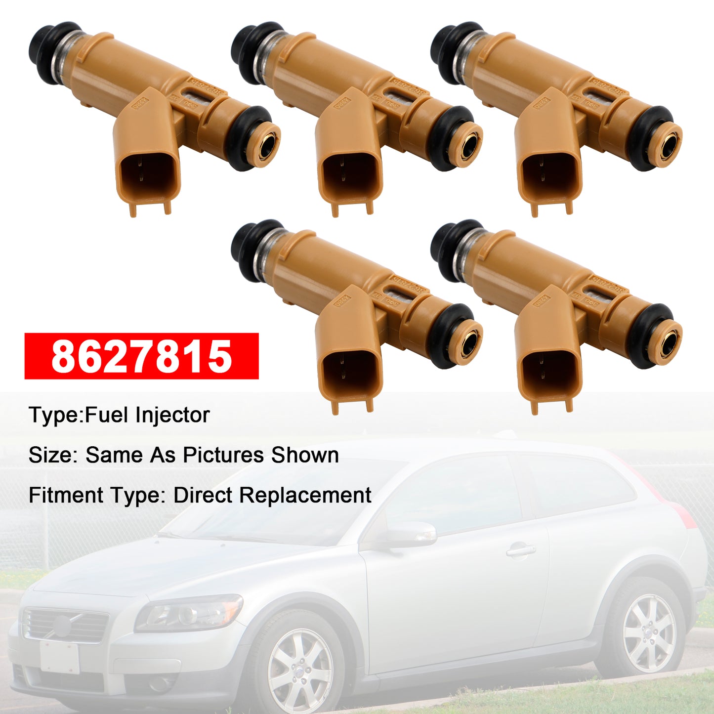 2004-2010 Volvo S40 V50 C30 B5244S4 2.4L I5 8627815 5Pcs Fuel Injector