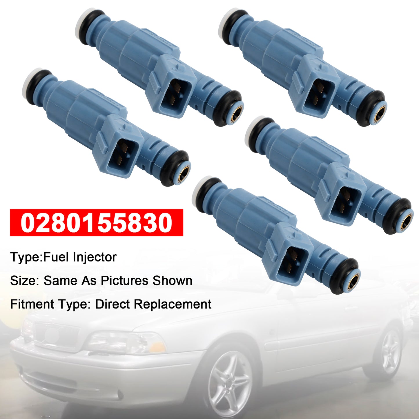 1998/09-2005/10 Volvo C70 I Cabriolet 2.3L Petrol 0280155830 5Pcs Fuel Injector