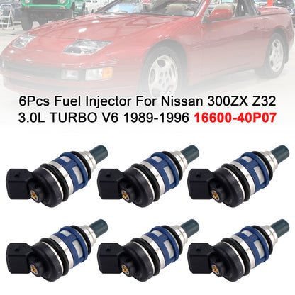 1989-1996 Nissan 300ZX Z32 3.0L TURBO V6 16600-40P07 6Pcs Fuel Injector