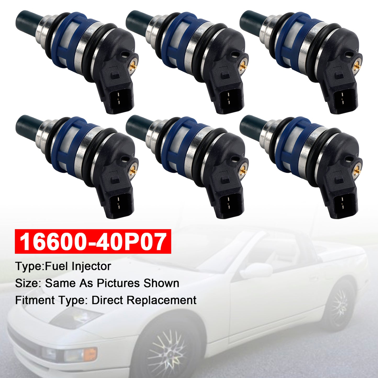 1989-1996 Nissan 300ZX Z32 3.0L TURBO V6 16600-40P07 6Pcs Fuel Injector