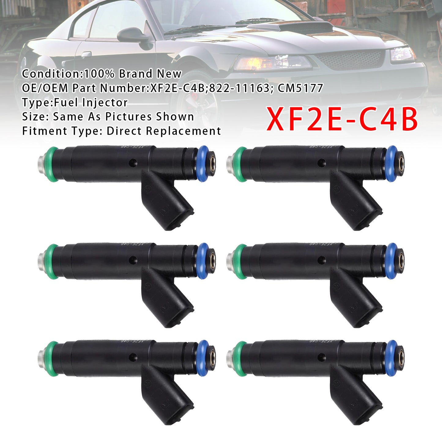 2003-2004 Ford Taurus V6 3.0L XF2E-C4B 6Pcs Fuel Injector