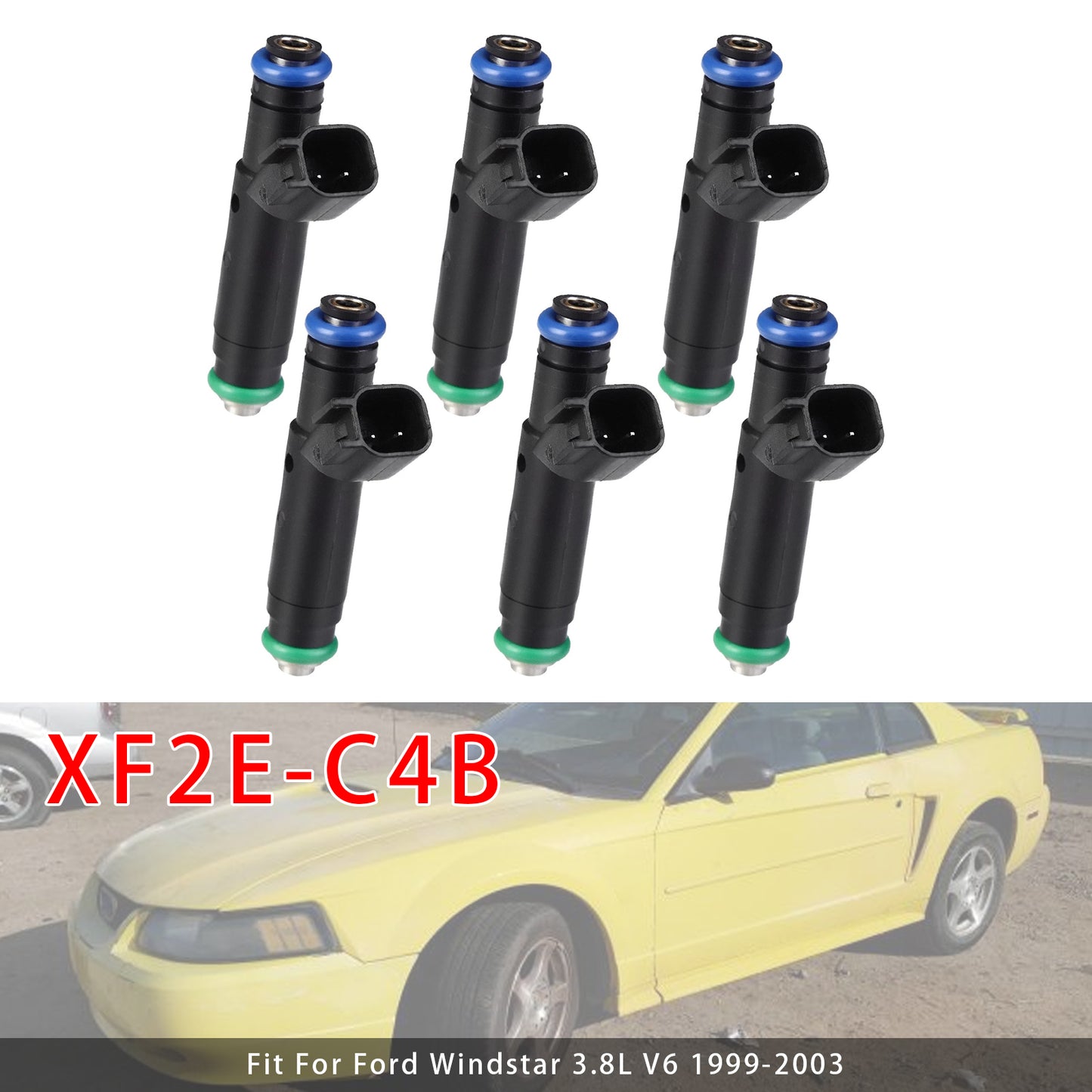 2003-2004 Ford Taurus V6 3.0L XF2E-C4B 6Pcs Fuel Injector