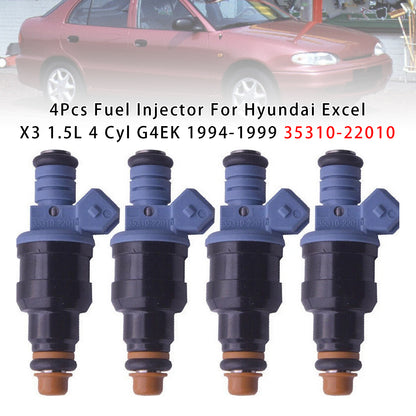 1994-1999 Hyundai Excel X3 1.5L 4 Cyl G4EK 35310-22010 4Pcs Fuel Injector