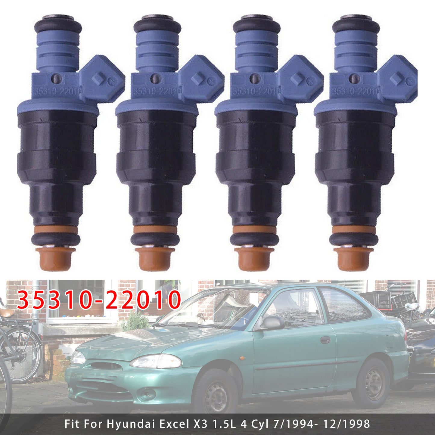 1994-1999 Hyundai Excel X3 1.5L 4 Cyl G4EK 35310-22010 4Pcs Fuel Injector