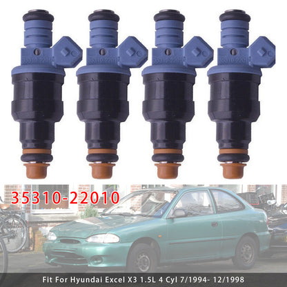1994-1999 Hyundai Excel X3 1.5L 4 Cyl G4EK 35310-22010 4Pcs Fuel Injector