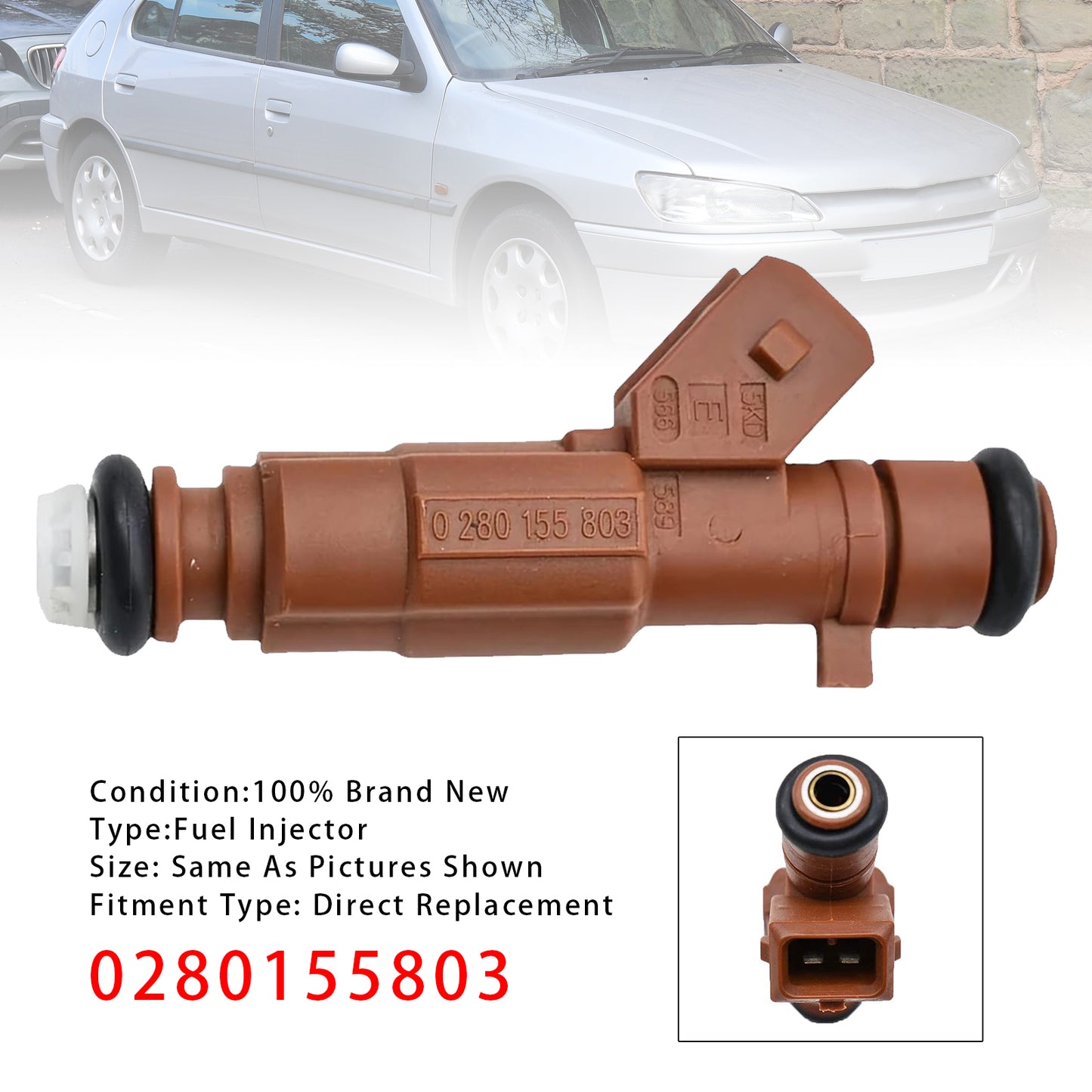 03.1997-06.2000 Peugeot 306 3/5 doors 2.0 16V 0280155803 1Pcs Fuel Injector