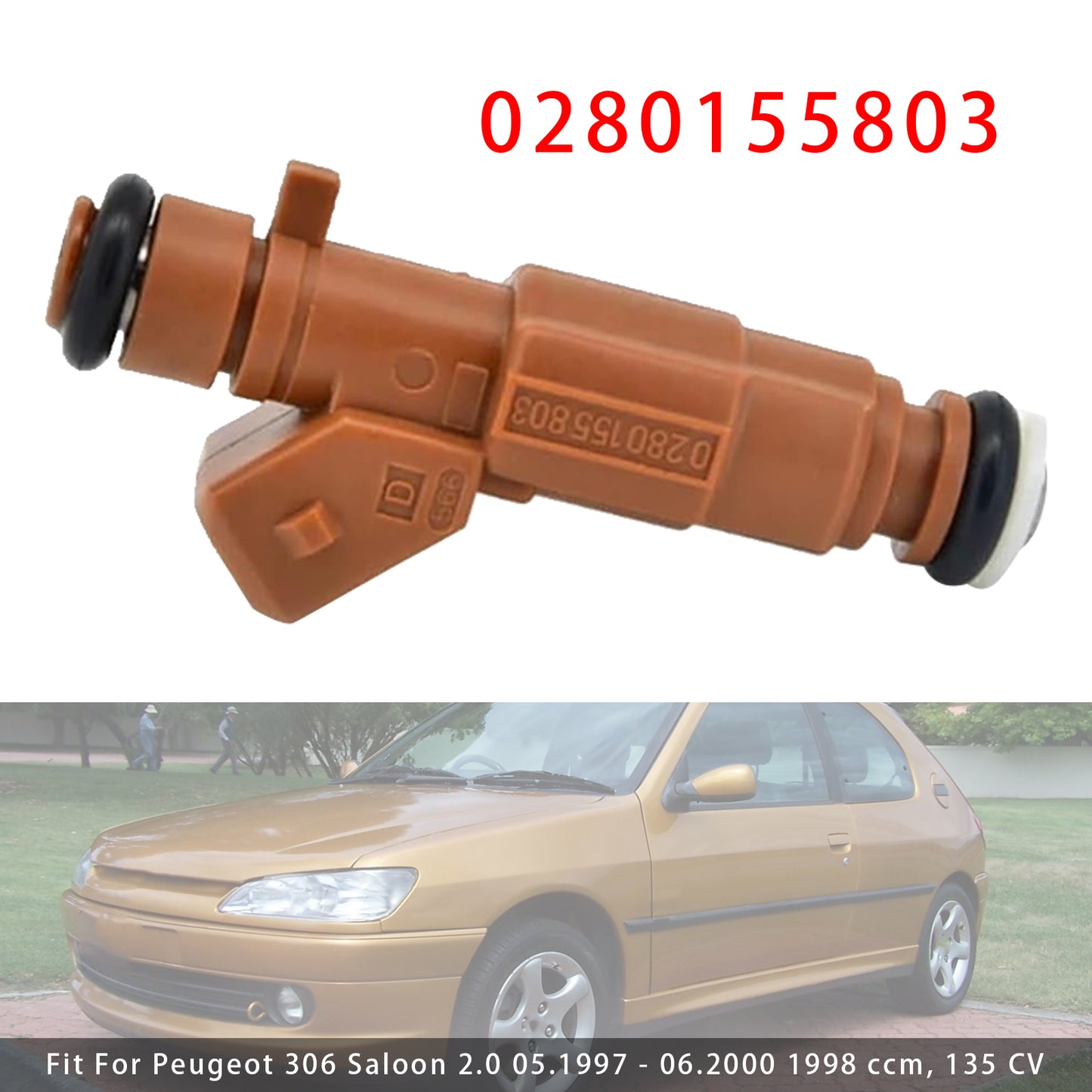 03.1997-06.2000 Peugeot 306 3/5 doors 2.0 16V 0280155803 1Pcs Fuel Injector