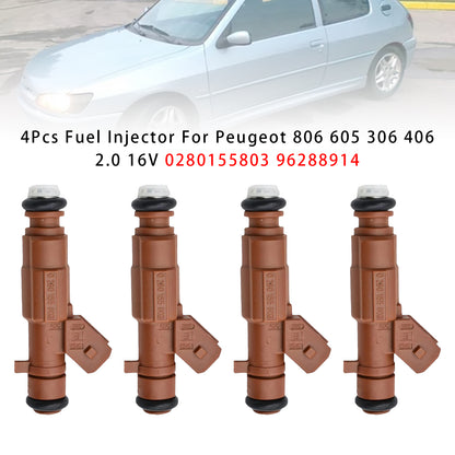 Peugeot 806 605 306 406 2.0 16V 0280155803 96288914 4Pcs Fuel Injector