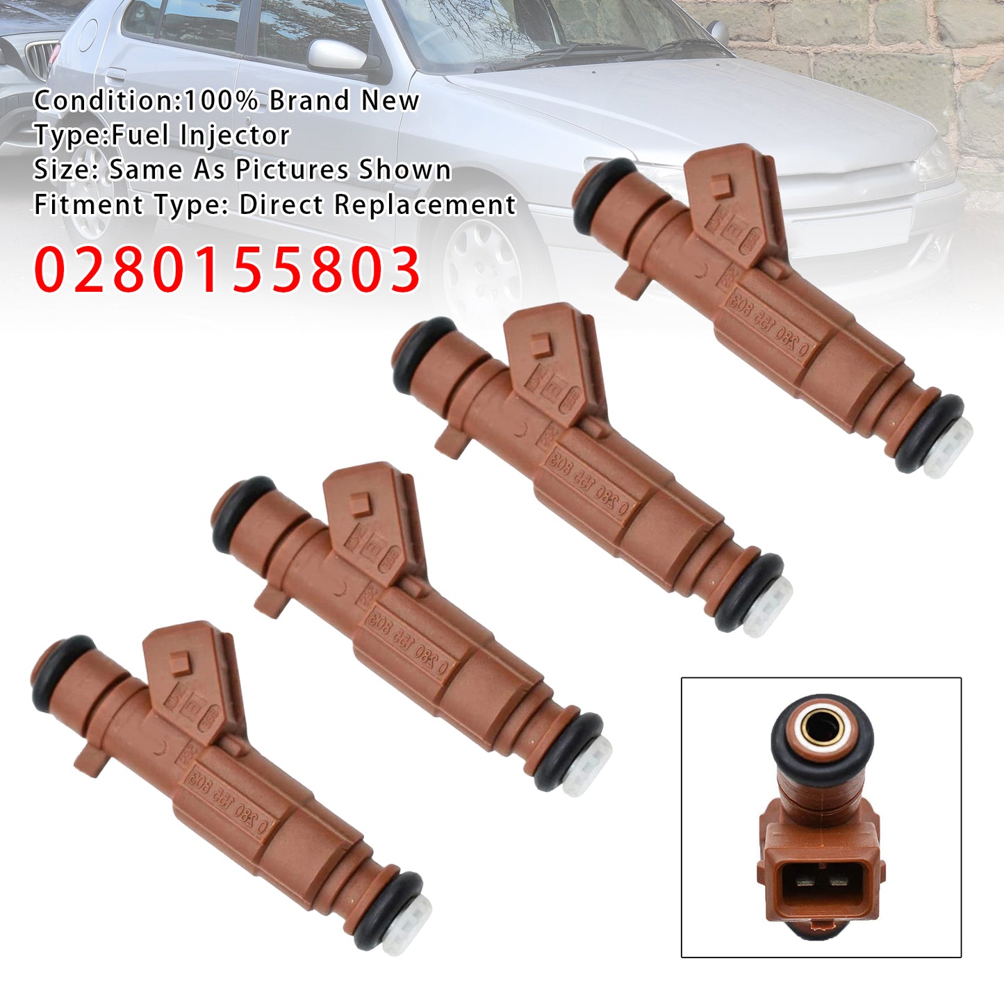 03.1997-05.2001 Peugeot 306 Saloon 2.0 0280155803 4Pcs Fuel Injector