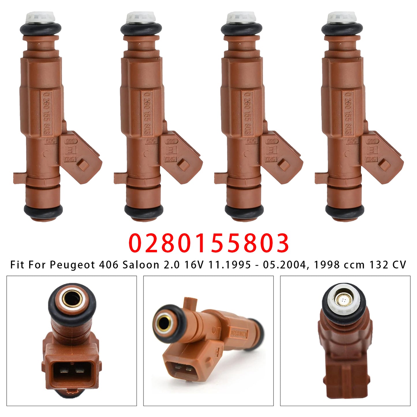03.1997-05.2001 Peugeot 306 Saloon 2.0 0280155803 4Pcs Fuel Injector