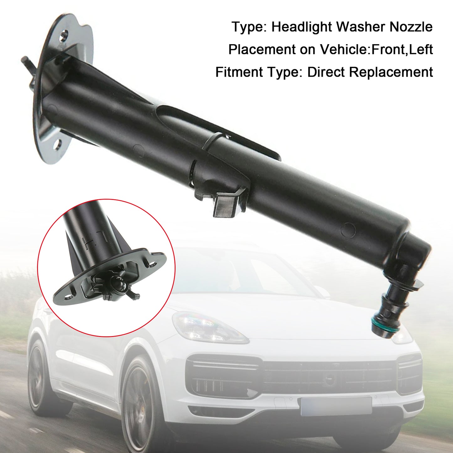 2015-2017 Porsche Cayenne 95862816110 Front Headlight Spray Washer Nozzle Left