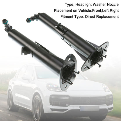 1 Pair Front Headlight Spray Washer Nozzle 2015-2017 Porsche Cayenne