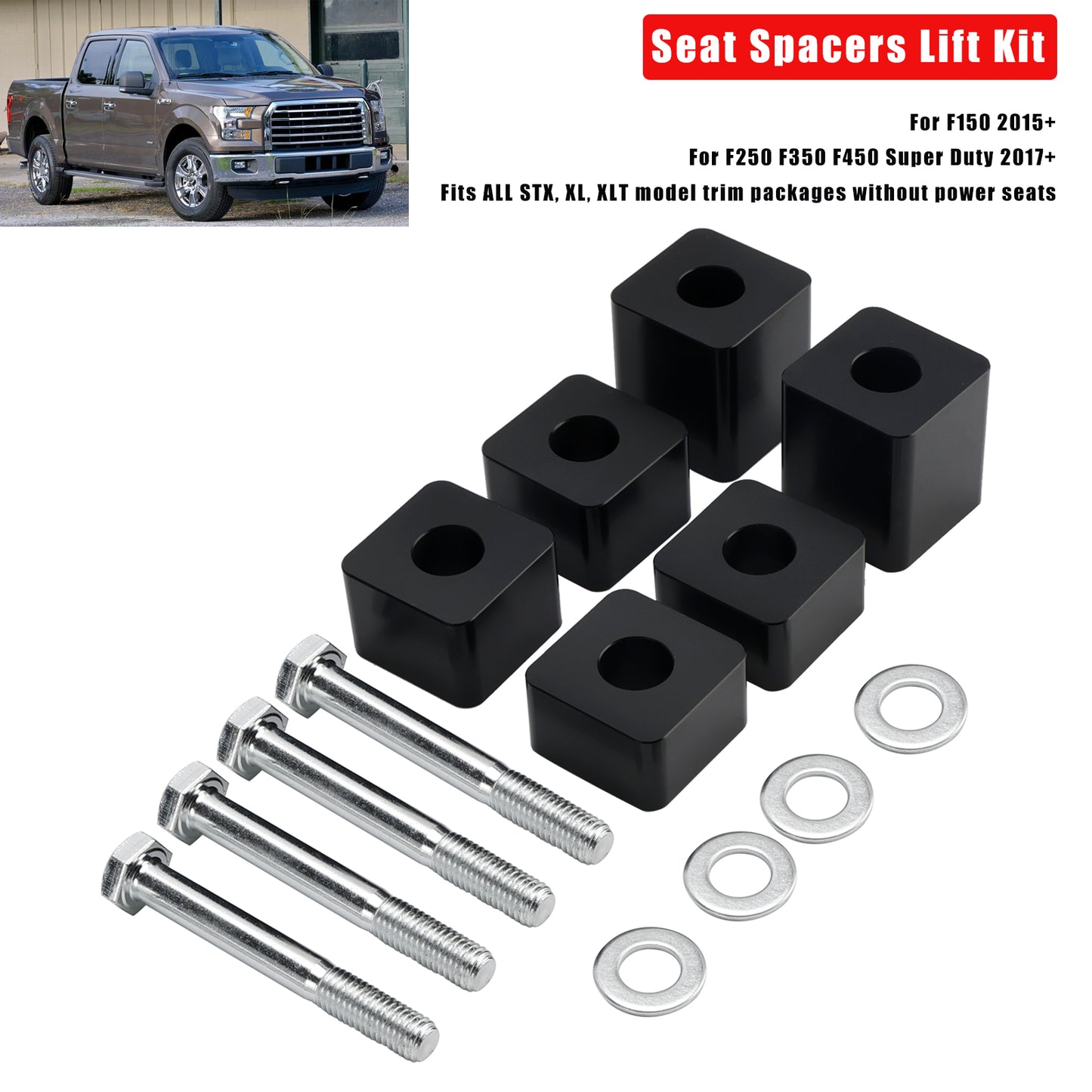 2015+ F150 Seat Lift Kit 4/5"-2.4"