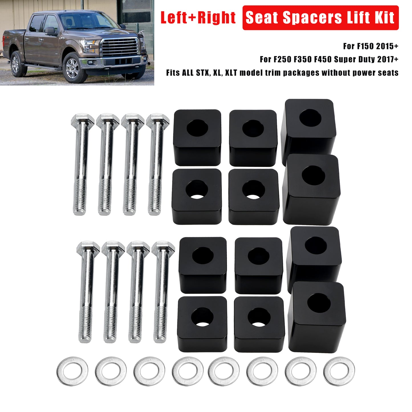 2015+ F150 2x Seat Lift Kit 4/5"-2.4"