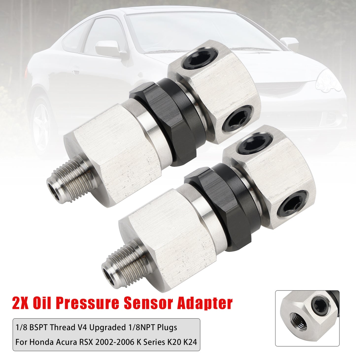 Honda Acura RSX 2002-2006 K Series K20 K24 2x Oil Pressure Sensor Adapter