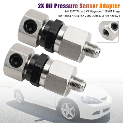 Honda Acura RSX 2002-2006 K Series K20 K24 2x Oil Pressure Sensor Adapter