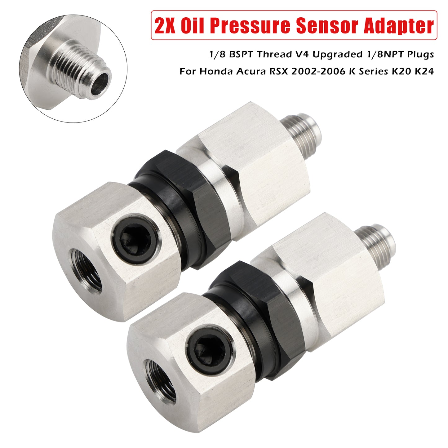 Honda Acura RSX 2002-2006 K Series K20 K24 2x Oil Pressure Sensor Adapter