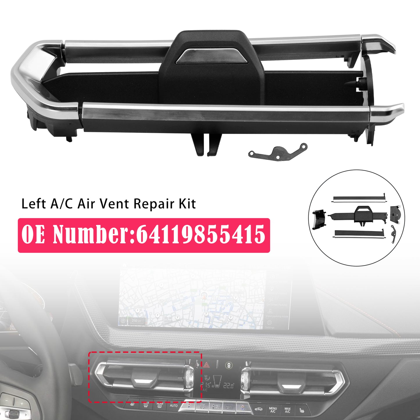2017-2023 BMW Z4 G29 64119855415 Left A/C Air Vent Repair Kit