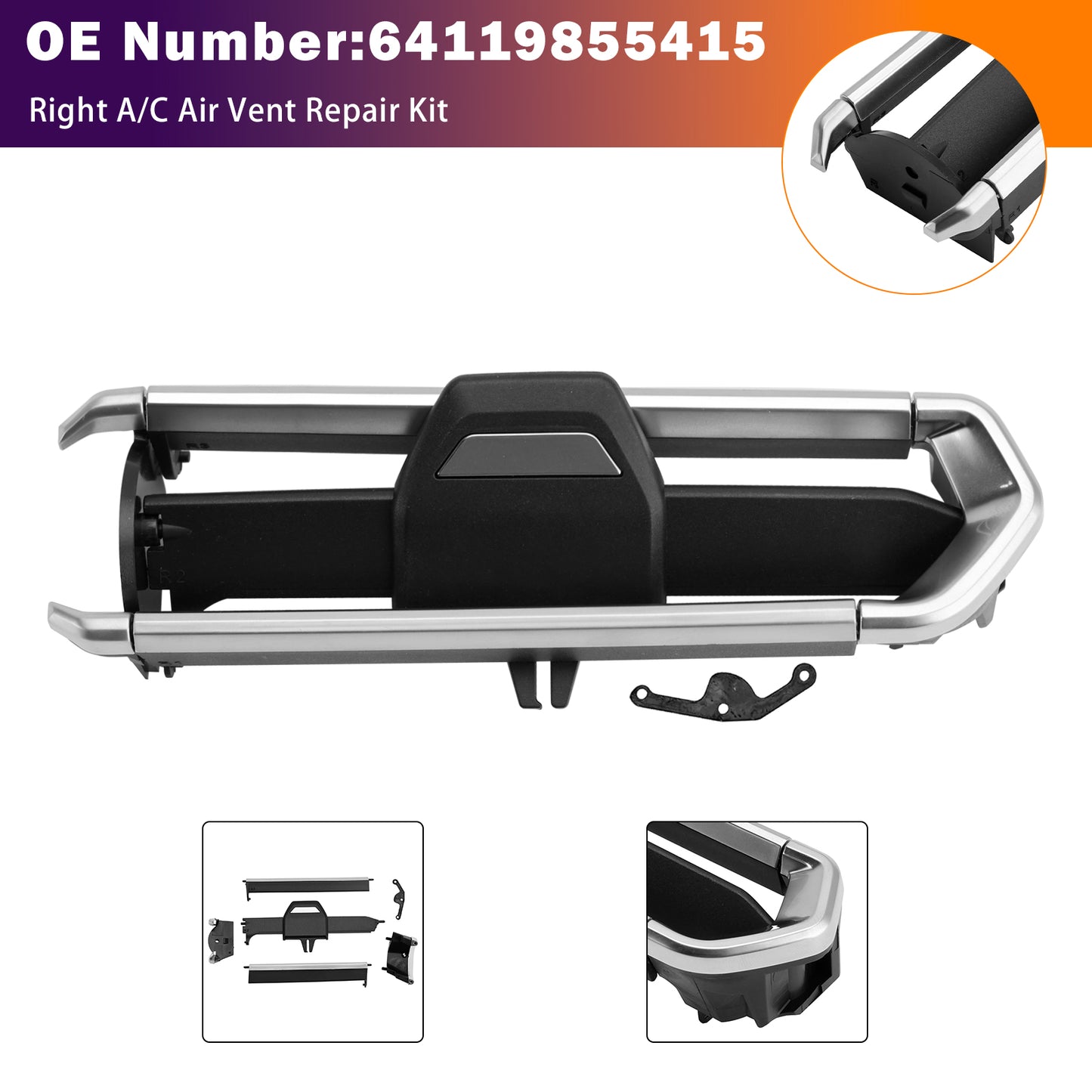 2017-2023 BMW Z4 G29 64119855415 Right A/C Air Vent Repair Kit