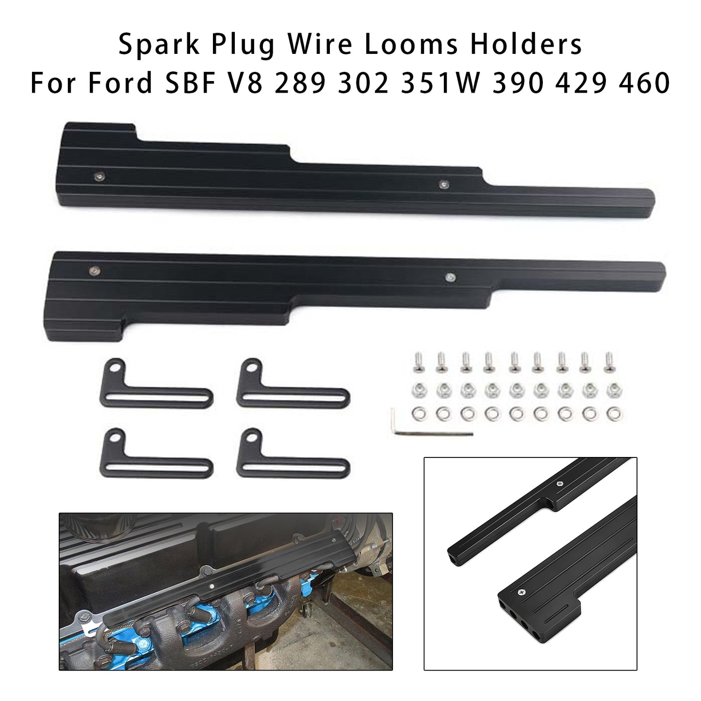 1955-1985 Chevy Small Block Early Style Perimeter Bolt Valve Covers Spark Plug Wire Looms Holders