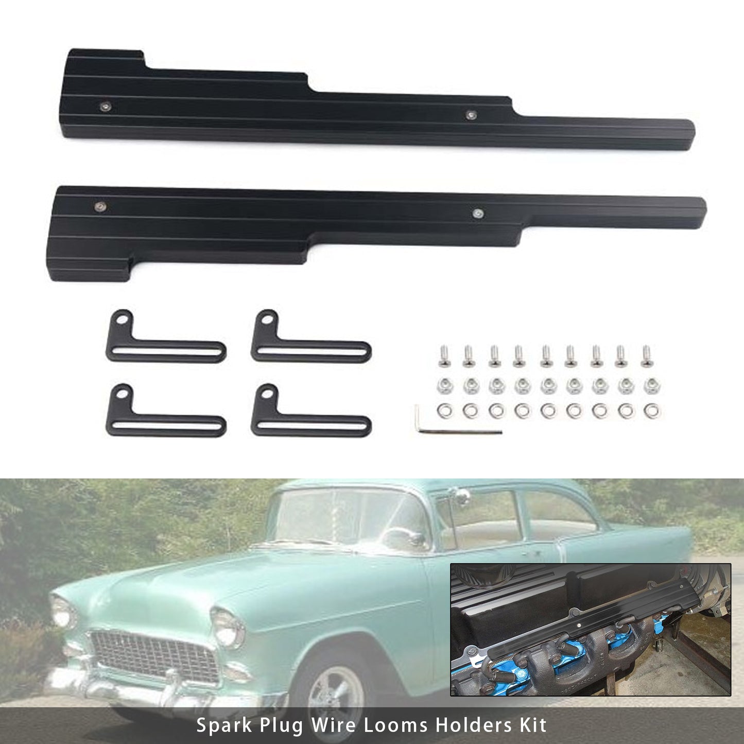 1955-1985 Chevy Small Block Early Style Perimeter Bolt Valve Covers Spark Plug Wire Looms Holders