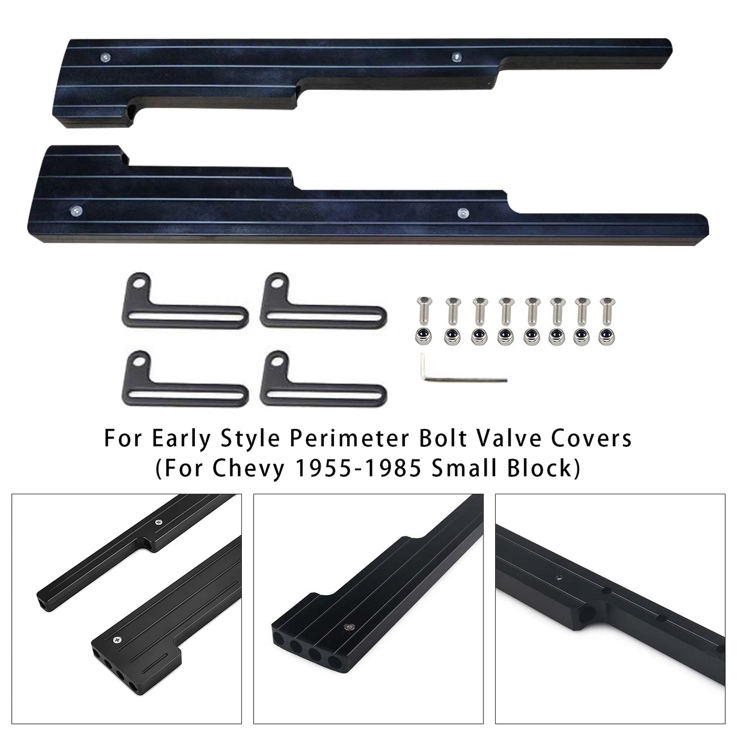 1955-1985 Chevy Small Block Early Style Perimeter Bolt Valve Covers Spark Plug Wire Looms Holders
