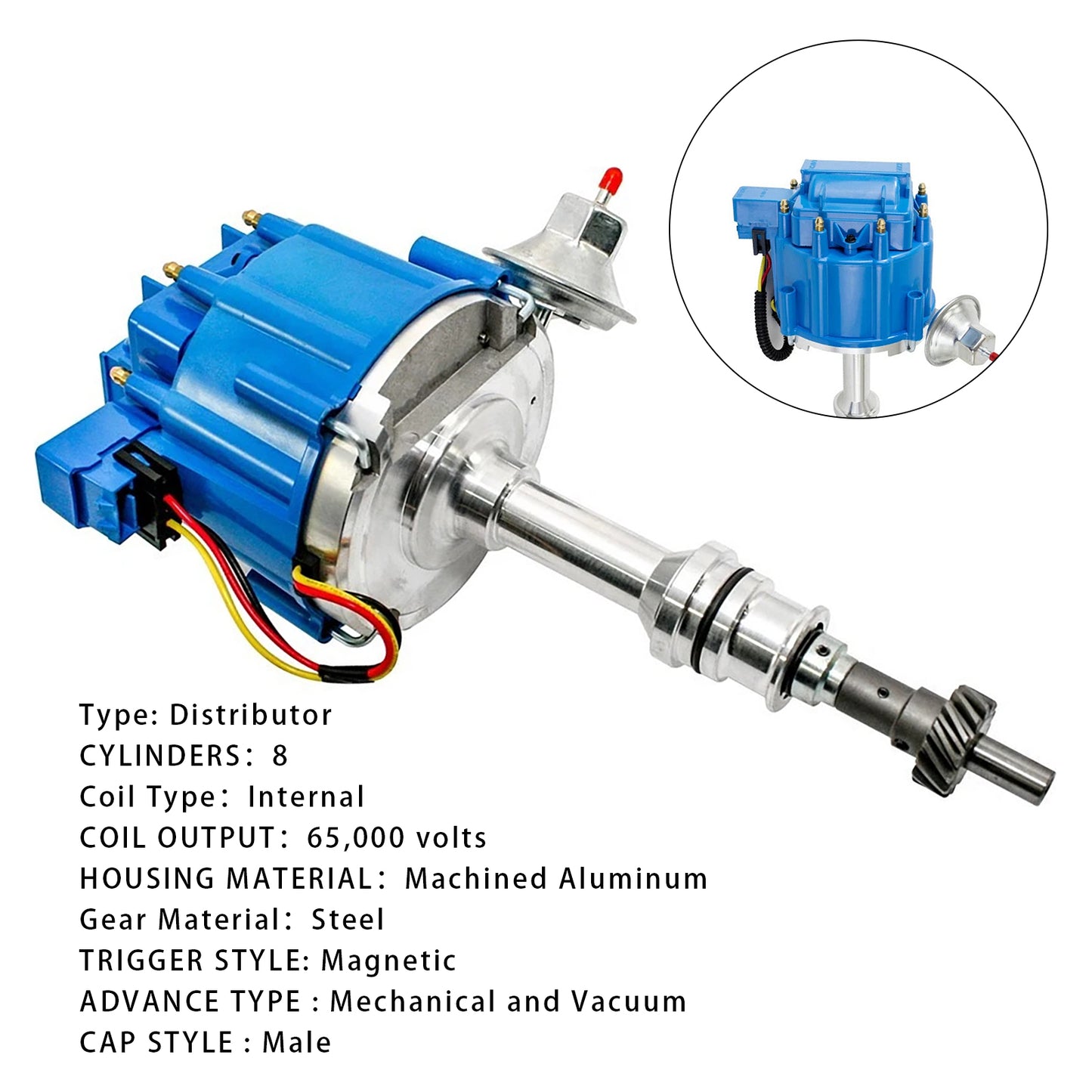 FORD 5.8 L / 351 in3 often referred to as 351C 1046013 Distributor 65,000 KV Coil 7500 RPM Module