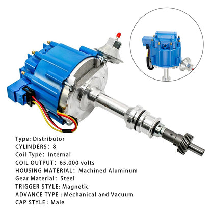 FORD 5.8 L / 351 in3 often referred to as 351C 1046013 Distributor 65,000 KV Coil 7500 RPM Module