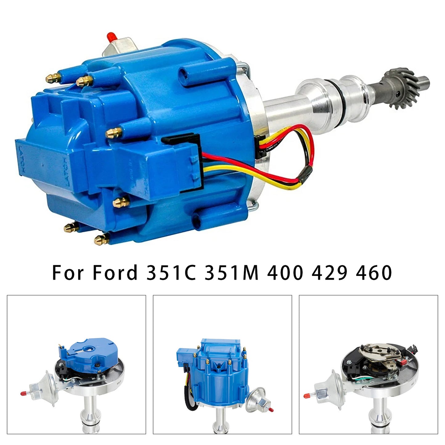 FORD 5.8 L / 351 in3 often referred to as 351C 1046013 Distributor 65,000 KV Coil 7500 RPM Module
