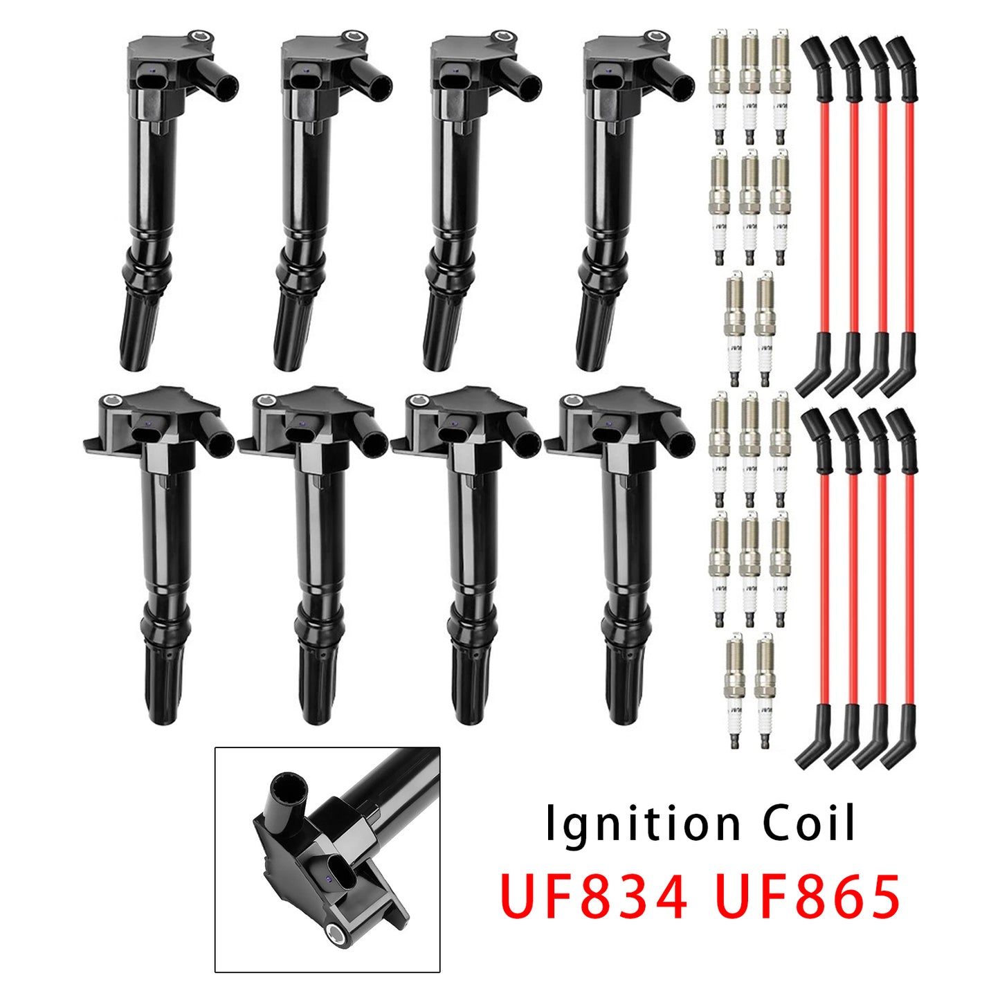 2018-2019 Ford E-350 Super Duty 6.2L V8 HL3E12029BA 8 Ignition Coil+16 Spark Plug+8 Wires
