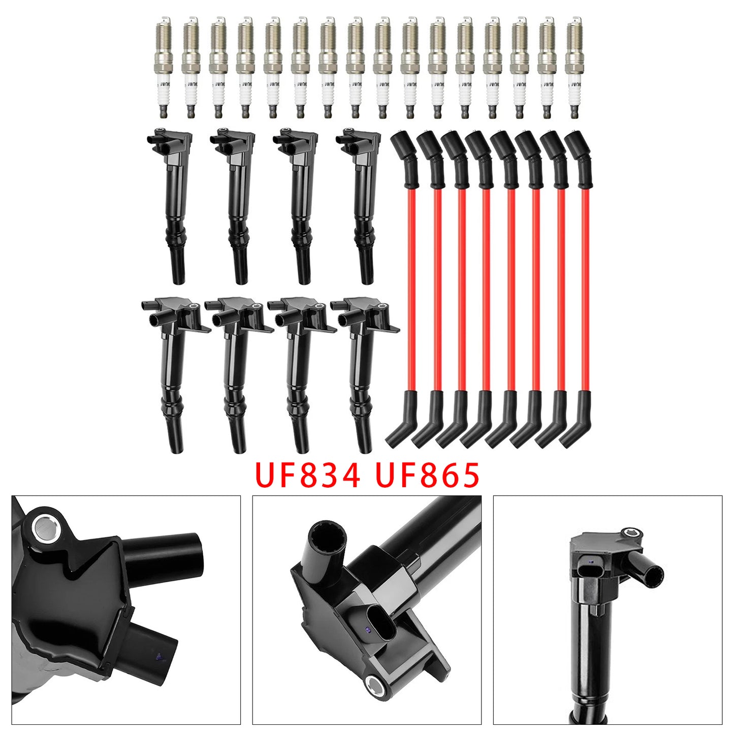 2018-2019 Ford E-350 Super Duty 6.2L V8 HL3E12029BA 8 Ignition Coil+16 Spark Plug+8 Wires