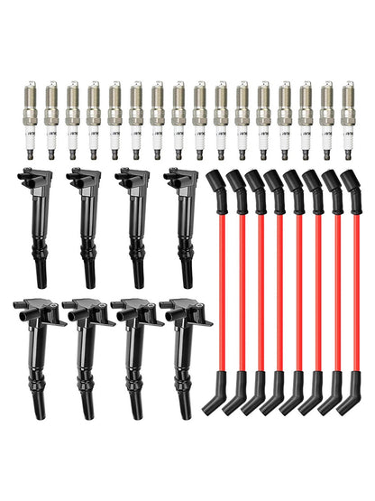 2018-2022 Ford F-250 Super Duty 6.2L V8 HL3E12029BA 8 Ignition Coil+16 Spark Plug+8 Wires
